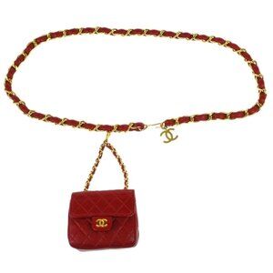 Chanel Red Lambskin Classic Flap Micro Bum Belt Bag 194417